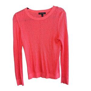 Banana Republic Coral Glory Chevron Stitch Knit Linen Blend Sweater Size Medium